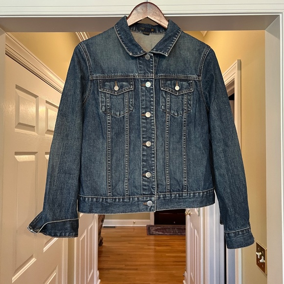 EUC Women's J.Crew Classic Denim Jean Trucker Jacket in Navy Blue Size MEDIUM - Picture 3 of 4